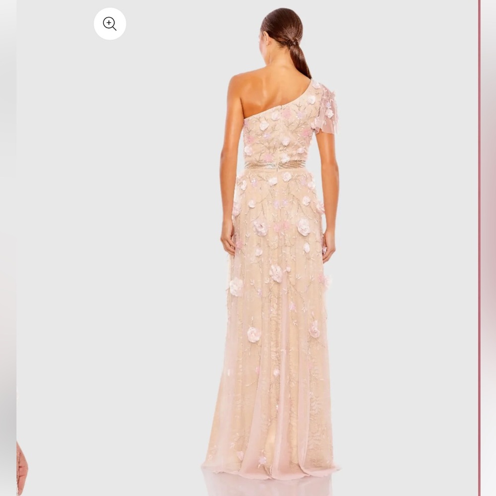 New Mac Duggal pink floral embellished one shoulder a line gown size 10 - Picture 4 of 14